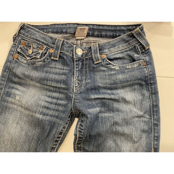 True Religion‎ Straight Leg Womens Size 28 Denim Blue Jeans Distressed Preppy - Picture 10 of 10
